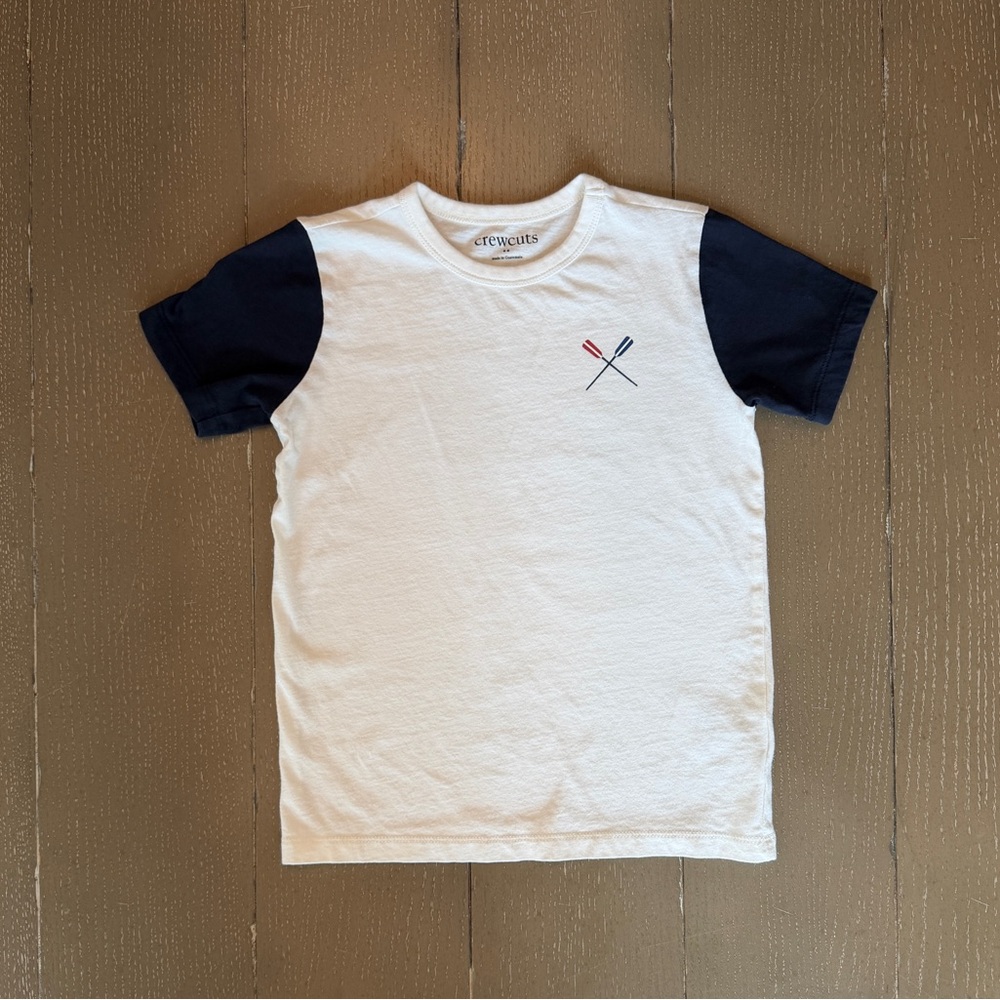 CrewCuts Boys Preppy Short-Sleeve Cotton Rowing T-Shirt • Size S (6-7)